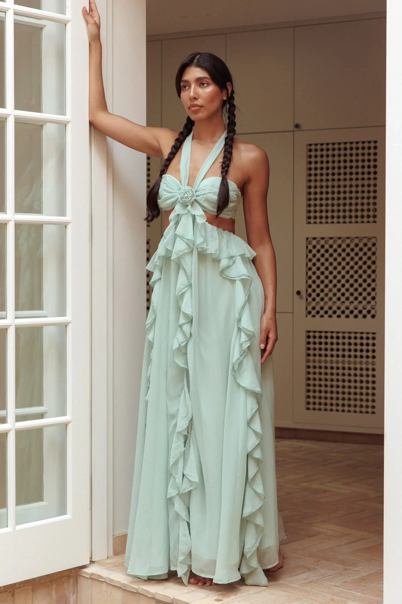 Chiffon | Ruffle Maxi Dress