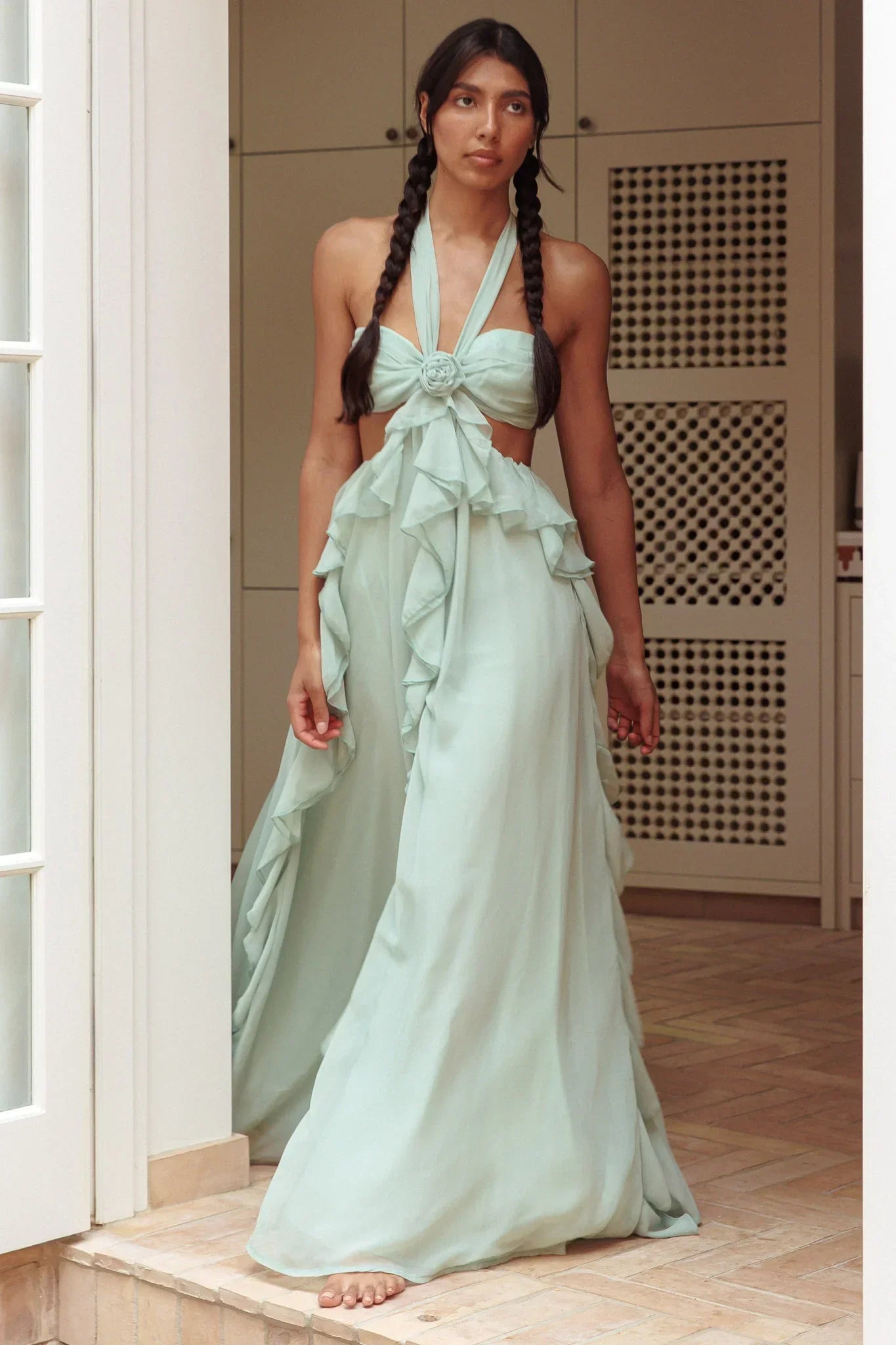 Chiffon | Ruffle Maxi Dress